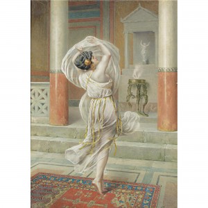 A woman in a white dress dancing